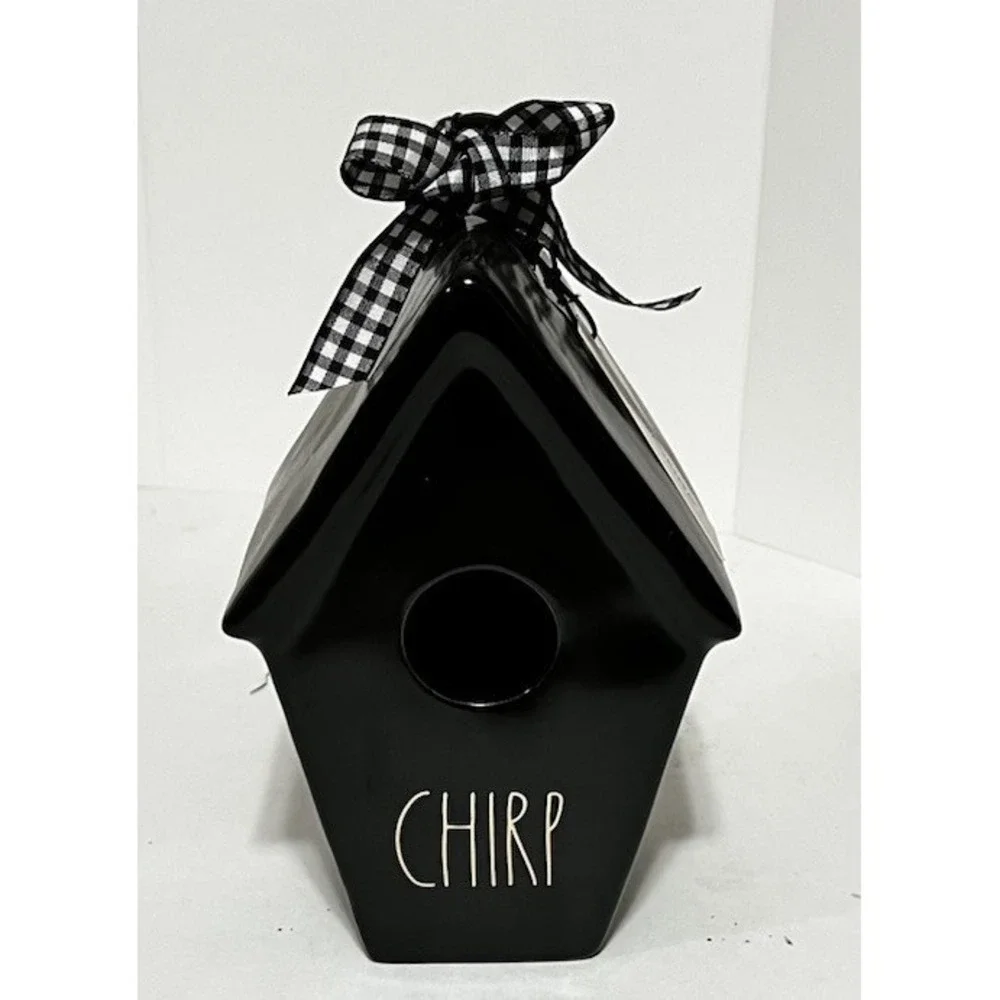 Rae Dunn Chirp Black Slant Roof Birdhouse